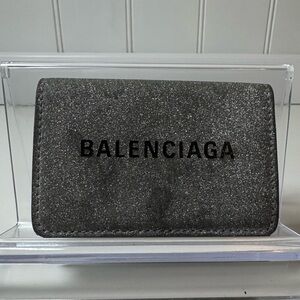Balenciaga Women’s Mini Wallet in Glitter Calfskin Charcoal